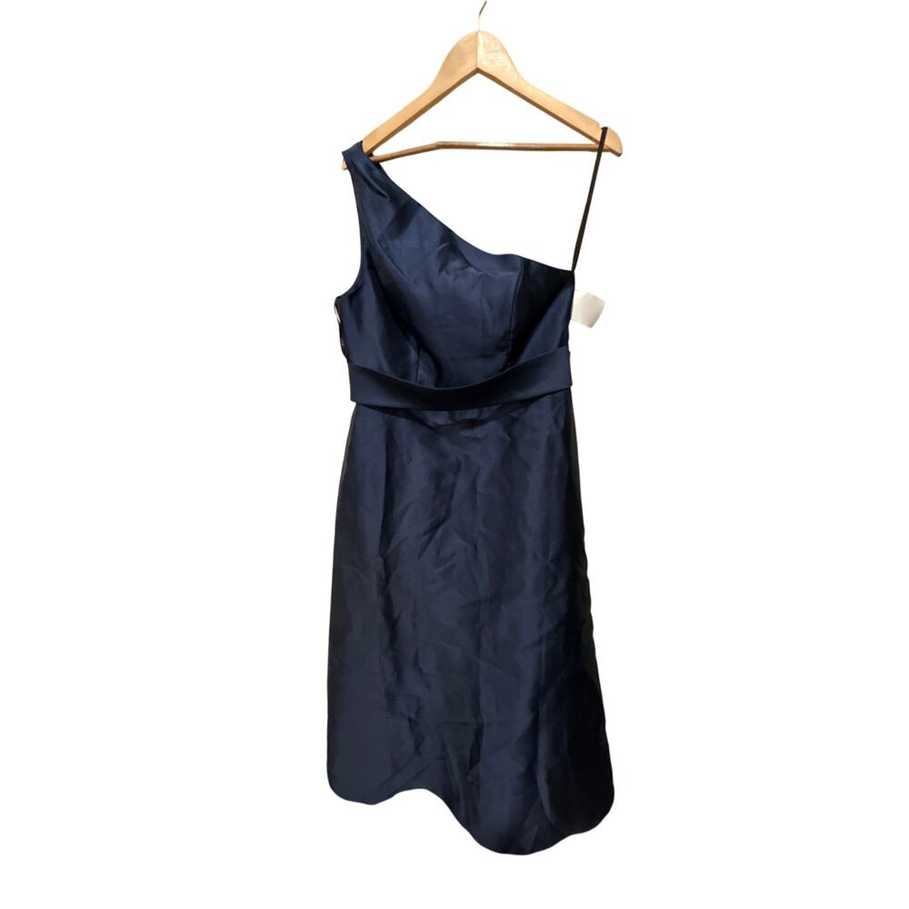 Alfred Sung Style D815 Draped One-Shoulder Satin Maxi Dress Size 14 - Picture 7 of 8